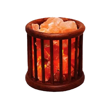 Cage shape Himalayan salt lamp basket glowing beautifully as a Best Himalayan Salt décor item.